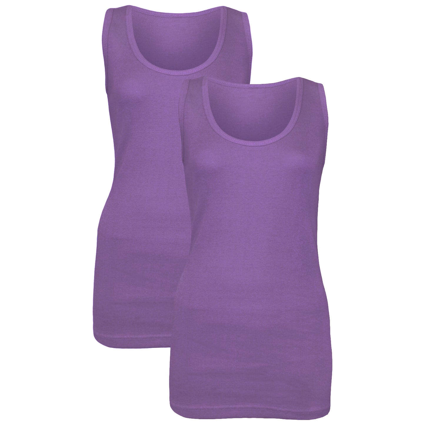 2 PACK NEW LADIES WOMEN PLAIN SUMMER STRETCHY RIBBED CASUAL TOP T SHIRT  VEST