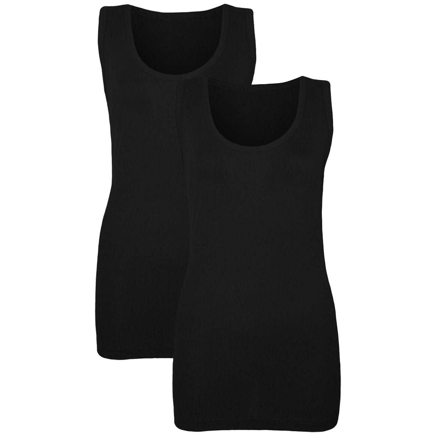 2 PACK NEW LADIES WOMEN PLAIN SUMMER STRETCHY RIBBED CASUAL TOP T SHIRT  VEST