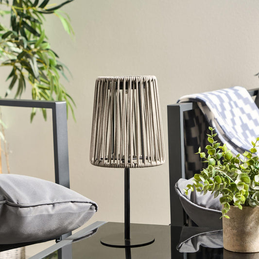 OHS Solar Table Lamp Rattan Cordless Outdoor Garden Light Dusk Sensor