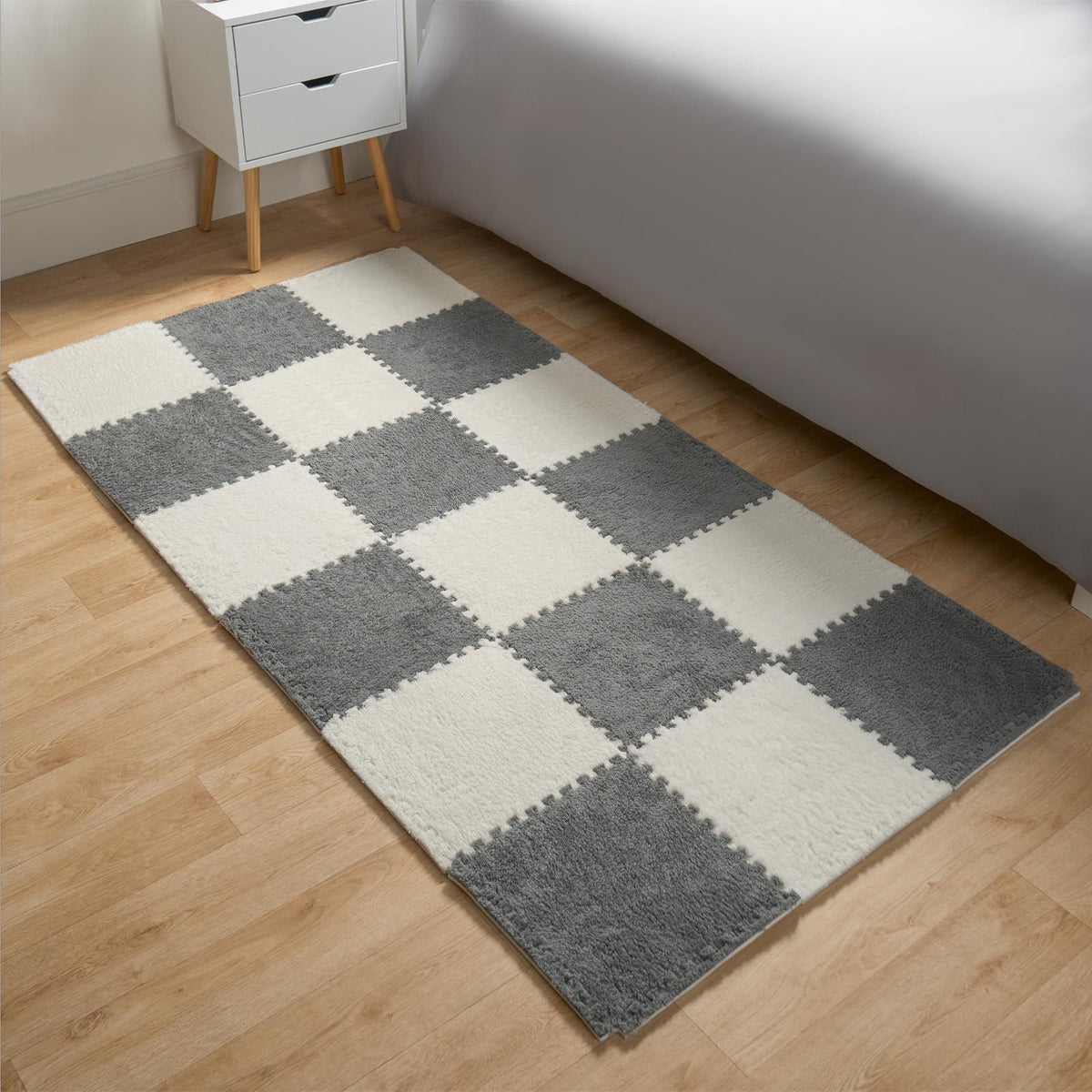 OHS Interlocking Foam Floor Tiles Teddy Fleece Soft Kids Play Mat Carpet Yoga