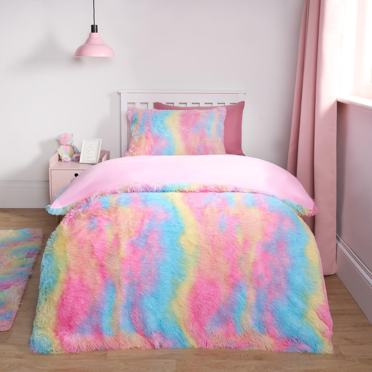 Tie Dye Duvet Cover Quilt Pillowcase Fluffy Fleece Warm Plush Soft Bedding Set