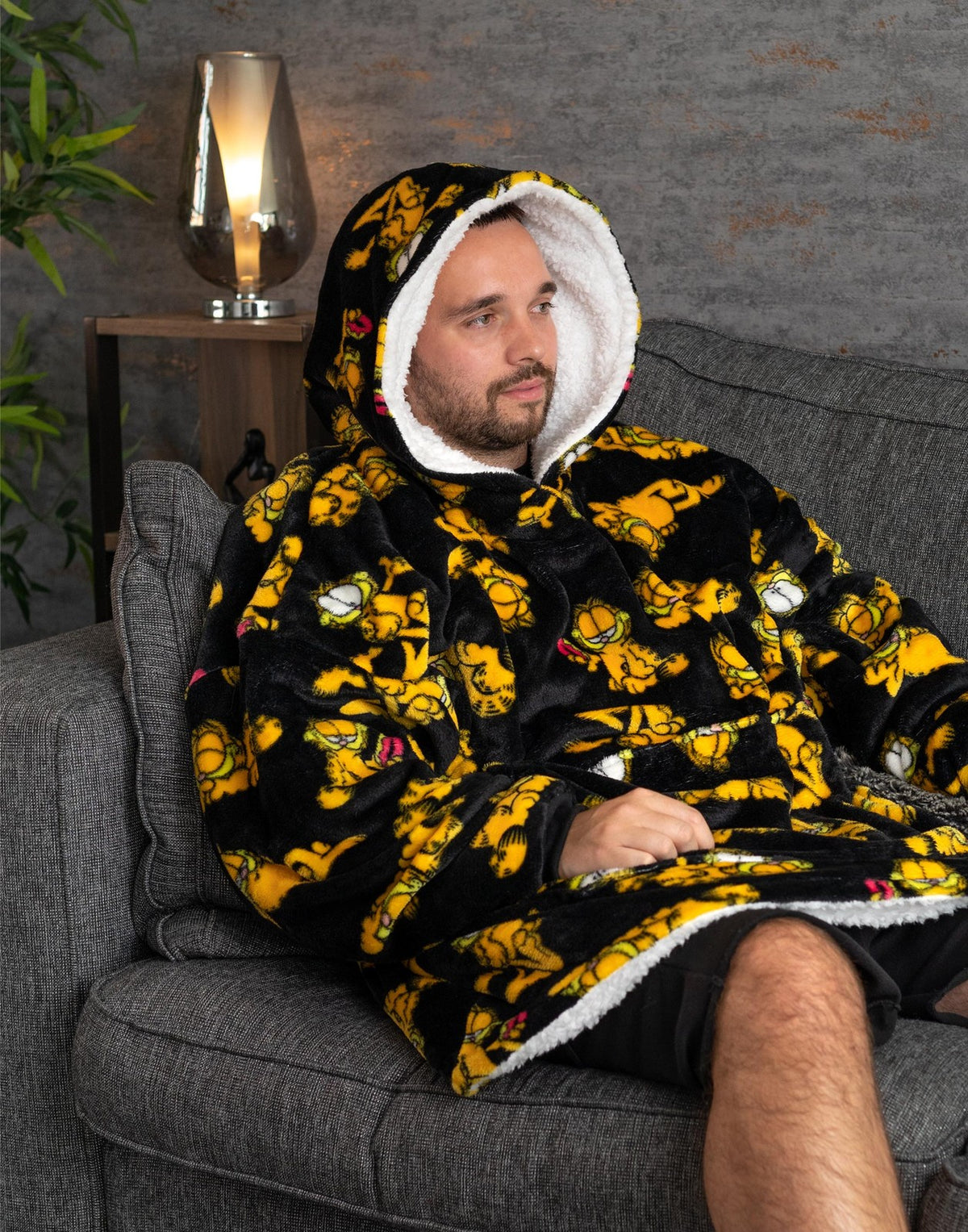 Garfield Blanket Hoodie | Mens Black | Official Merch