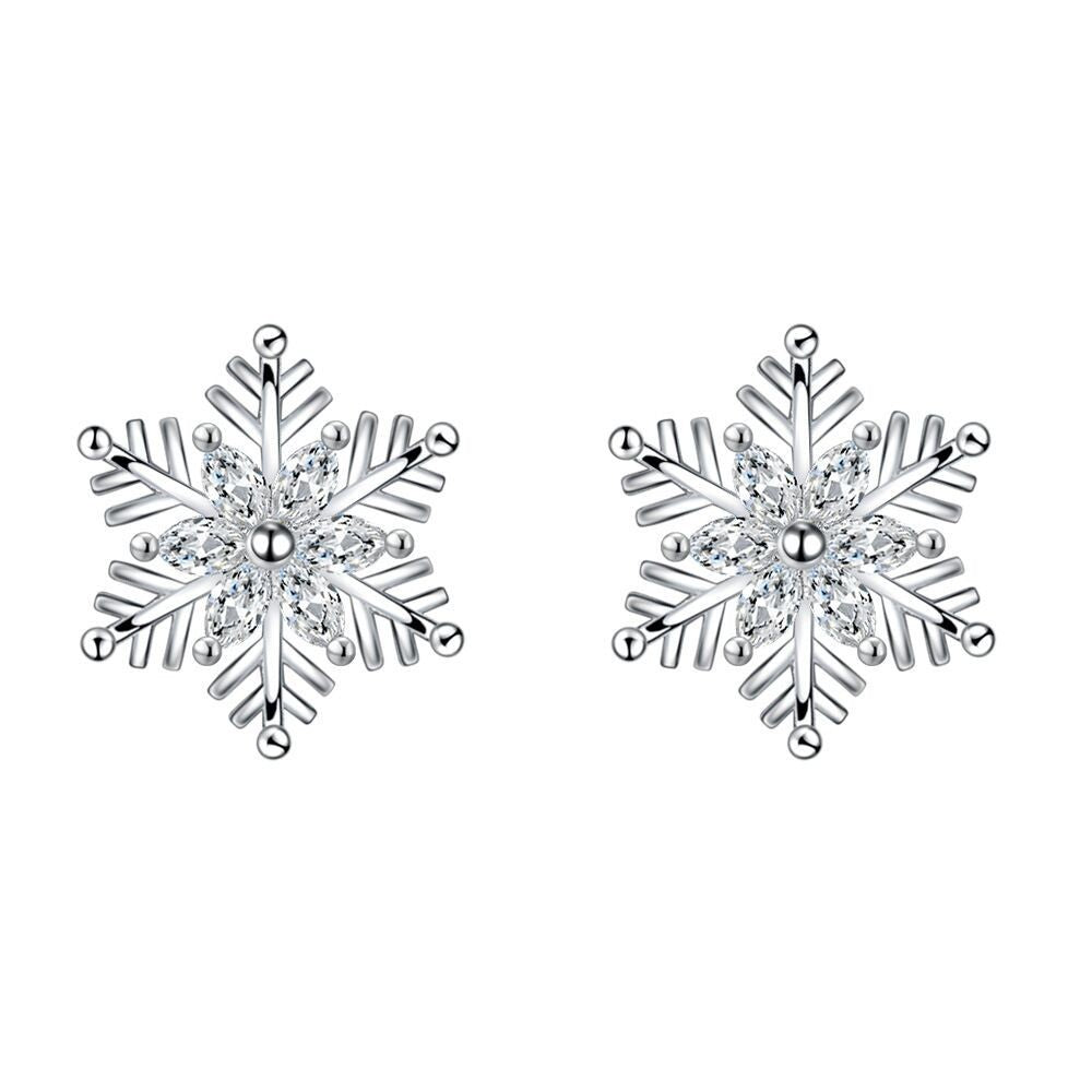 Crystal Snowflakes 925 Sterling Silver Necklace Stud Earrings Christmas Gift UK