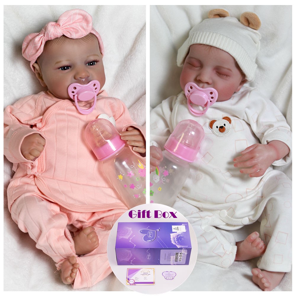 Realistic Reborn Baby Dolls Twins Vinyl Silicone Lifelike Newborn Girl Doll Gift