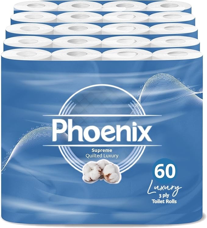 Phoenix Toilet Rolls – 60 Pack | 3 Ply Supreme Unscented Toilet Paper | Bulk Buy