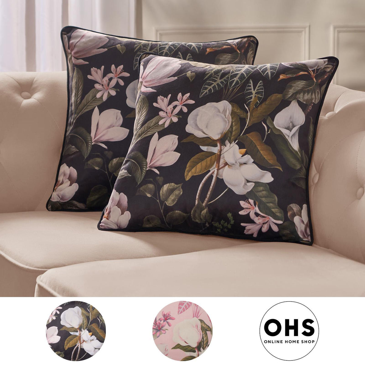 Floral Cushion Covers 2/4 Pack Sofa Couch Chair Filled Plump Seat Pads Decor Set