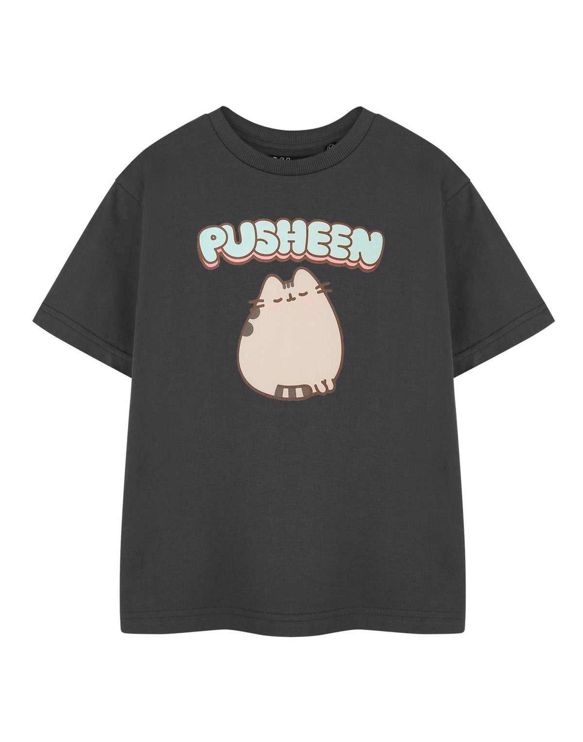 Pusheen Short Sleeved T-Shirt | Girls Charcoal | Official Merch