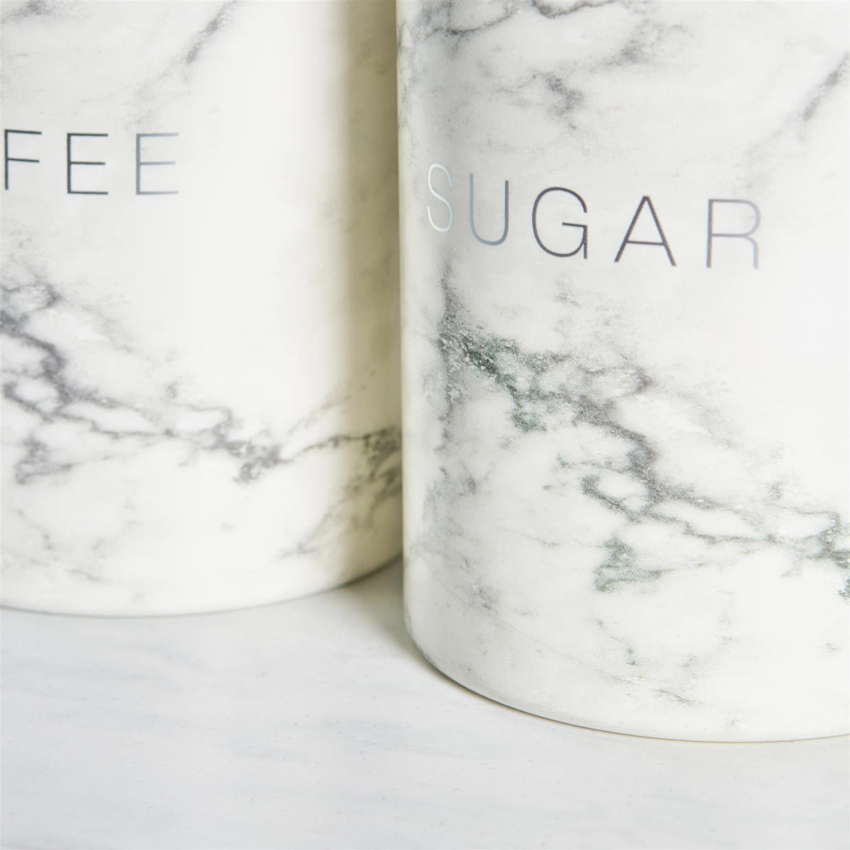 OHS Marble Tea Coffee Sugar Canisters Set of 3 Kitchen Storage Jars with Lids