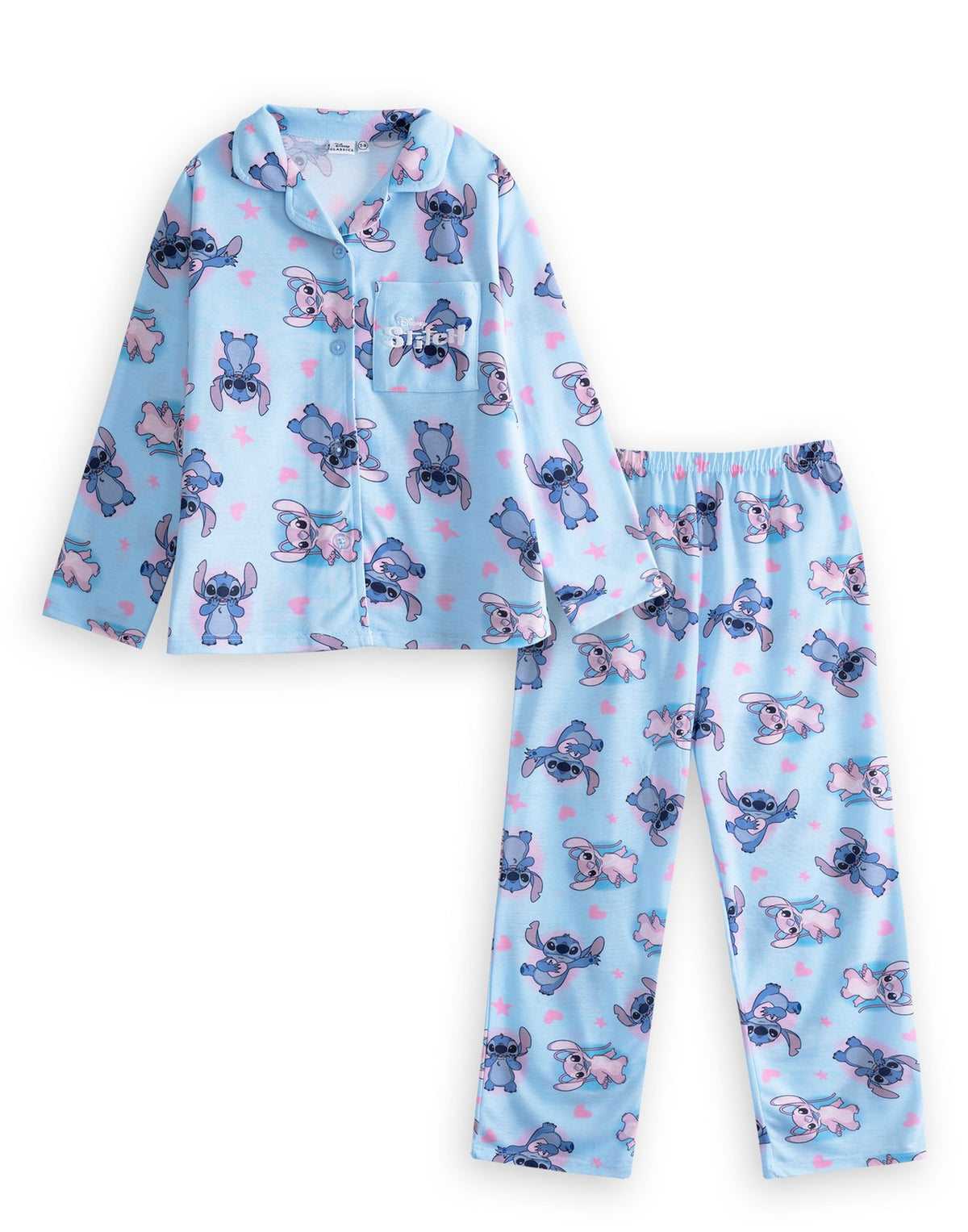 Disney Long Sleeve Long Leg Pyjama Set | Girls Blue | Official Merch