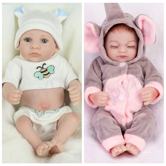 Full Body Vinyl Silicone Reborn Baby Doll Girl/Boy/Twins Mini Newborn Bath Dolls
