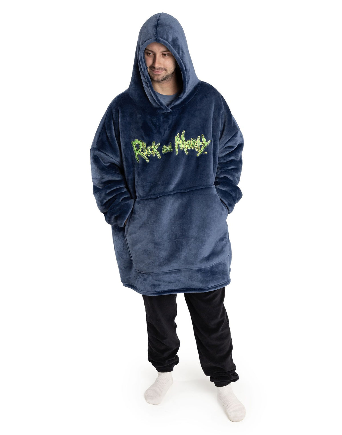 Rick And Morty Blanket Hoodie | Mens Black | Official Merch