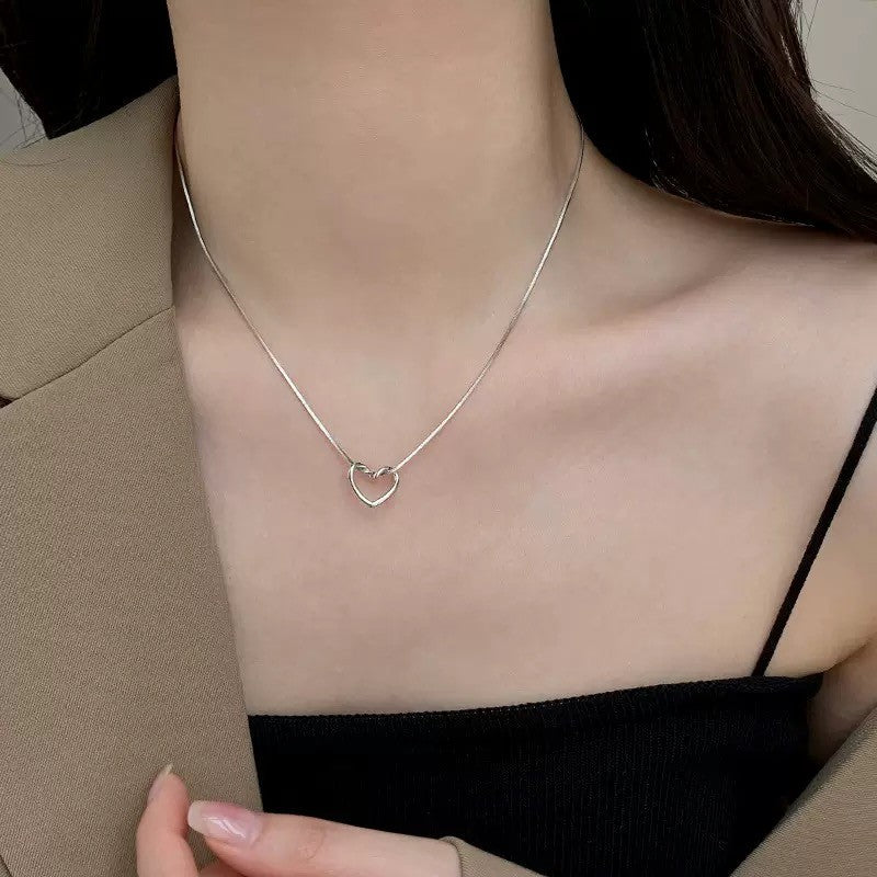 925 Sterling Silver Love Heart Choker Necklace Women Girls Jewellery Gift UK
