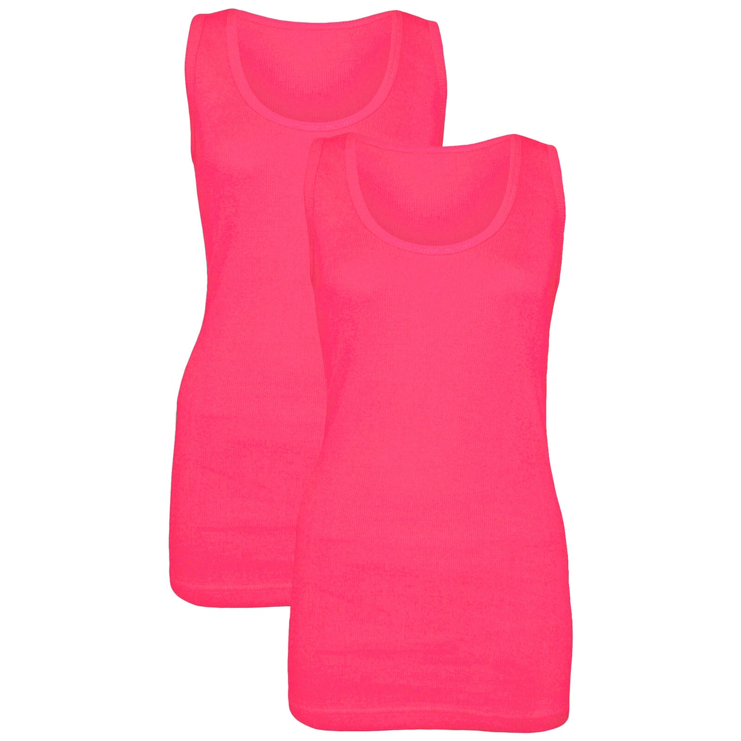 2 PACK NEW LADIES WOMEN PLAIN SUMMER STRETCHY RIBBED CASUAL TOP T SHIRT  VEST