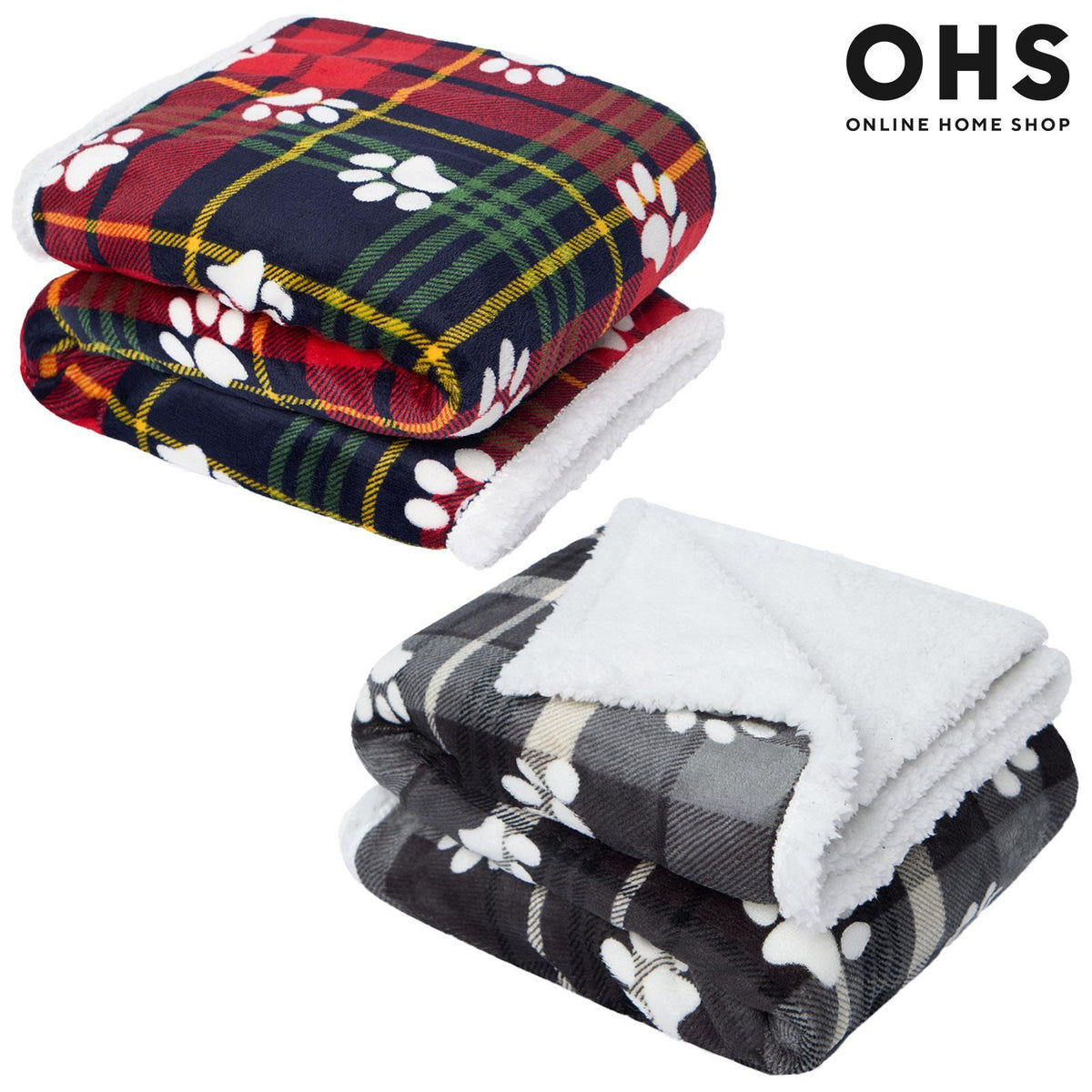 Check Fleece Pet Blanket Throw Over Bed Supersoft Plush Sherpa Warm Chair Sofa