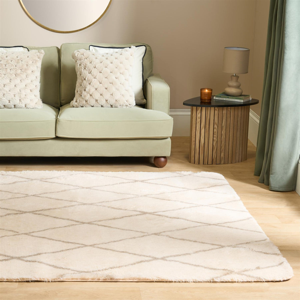 OHS Diamond Check Rug Non Slip Fluffy Soft Luxury Floor Carpet Hallway Runner