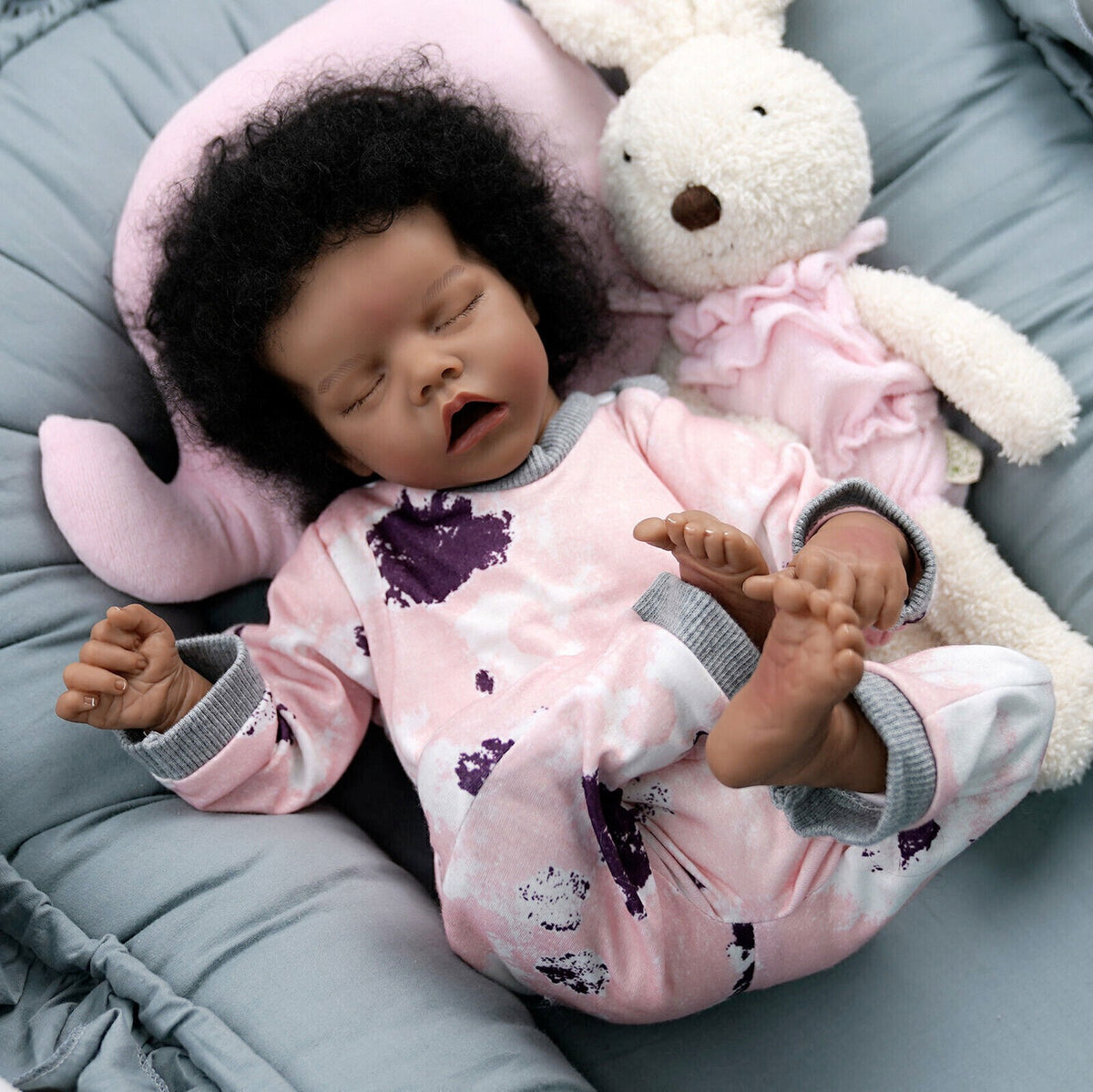 Realistic Reborn Dolls African American Newborn Girl Dark Black Baby Doll Gift