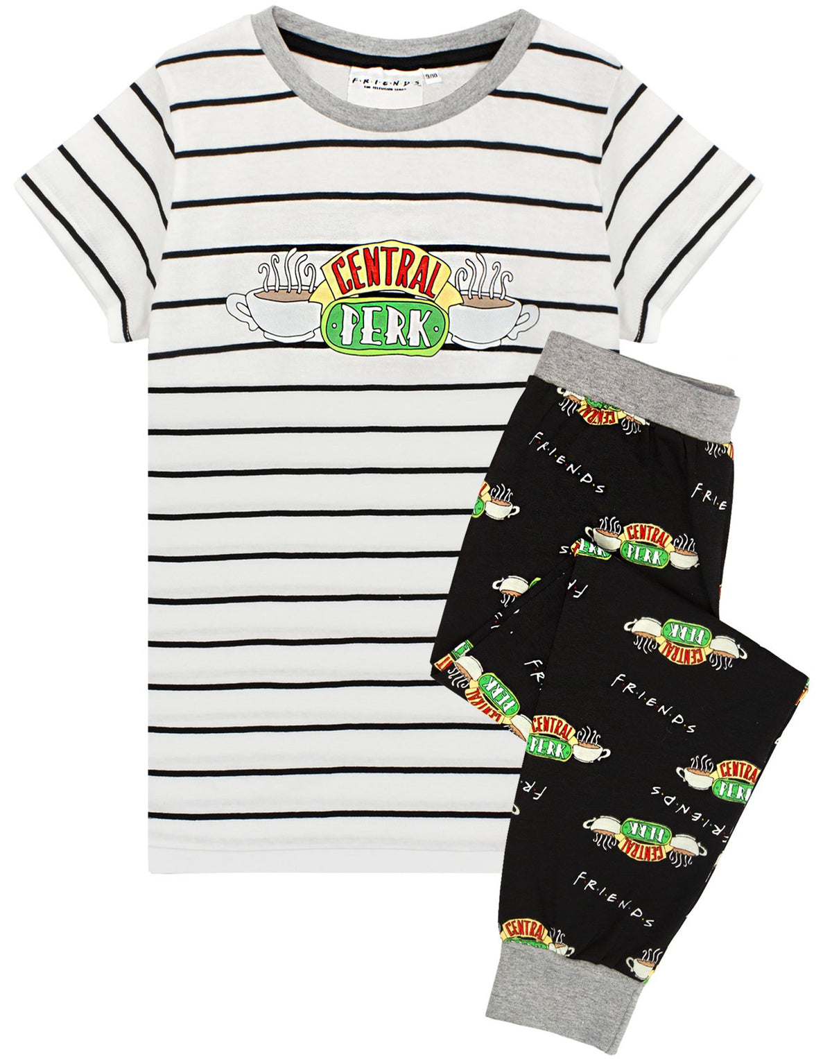Friends Short Sleeve Long Leg Pyjama Set | Unisex Kids White | Official Merch