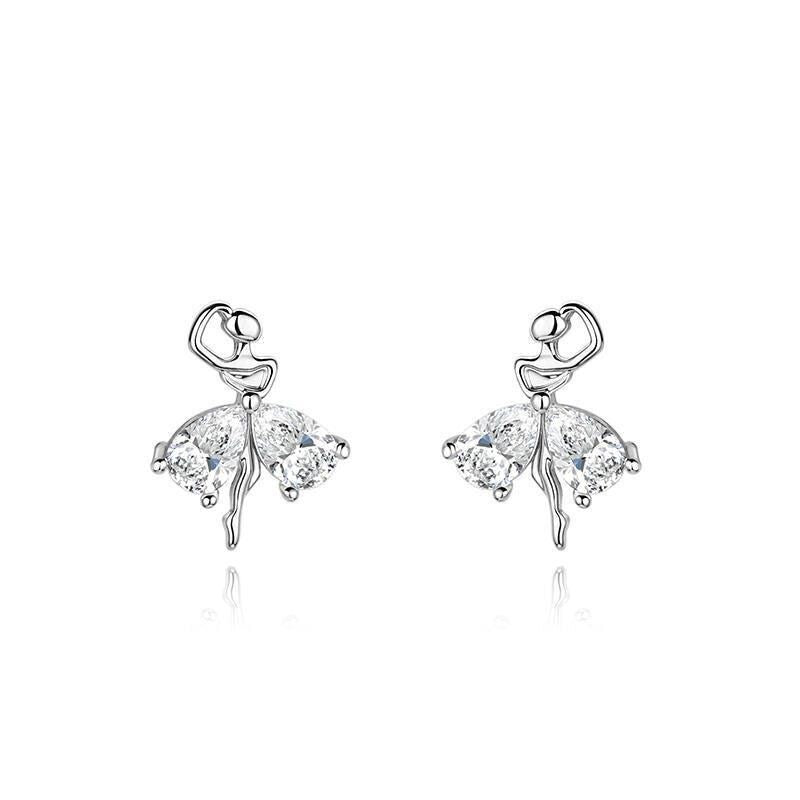 Women Girls Beautiful Ballet Stud Earrings 925 Sterling Silver Jewellery Gift UK