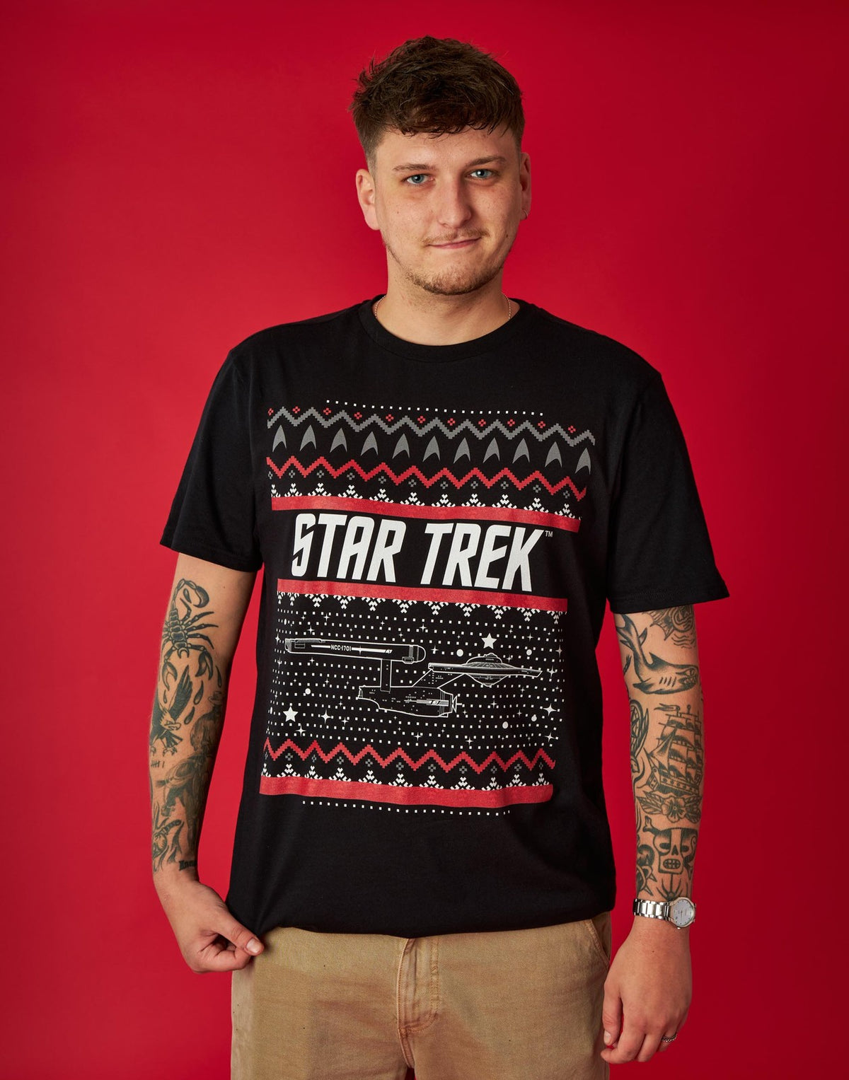 Star Trek Short Sleeved T-Shirt | Mens Black | Official Merch