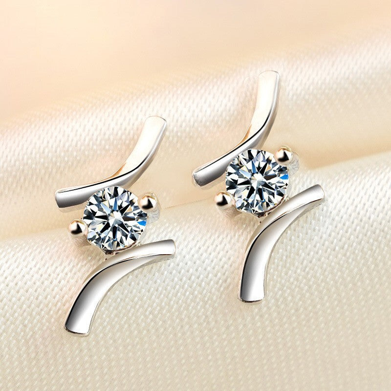 925 Sterling Silver Crystal Fashion Stud Earrings Women Girls Jewellery Gift UK