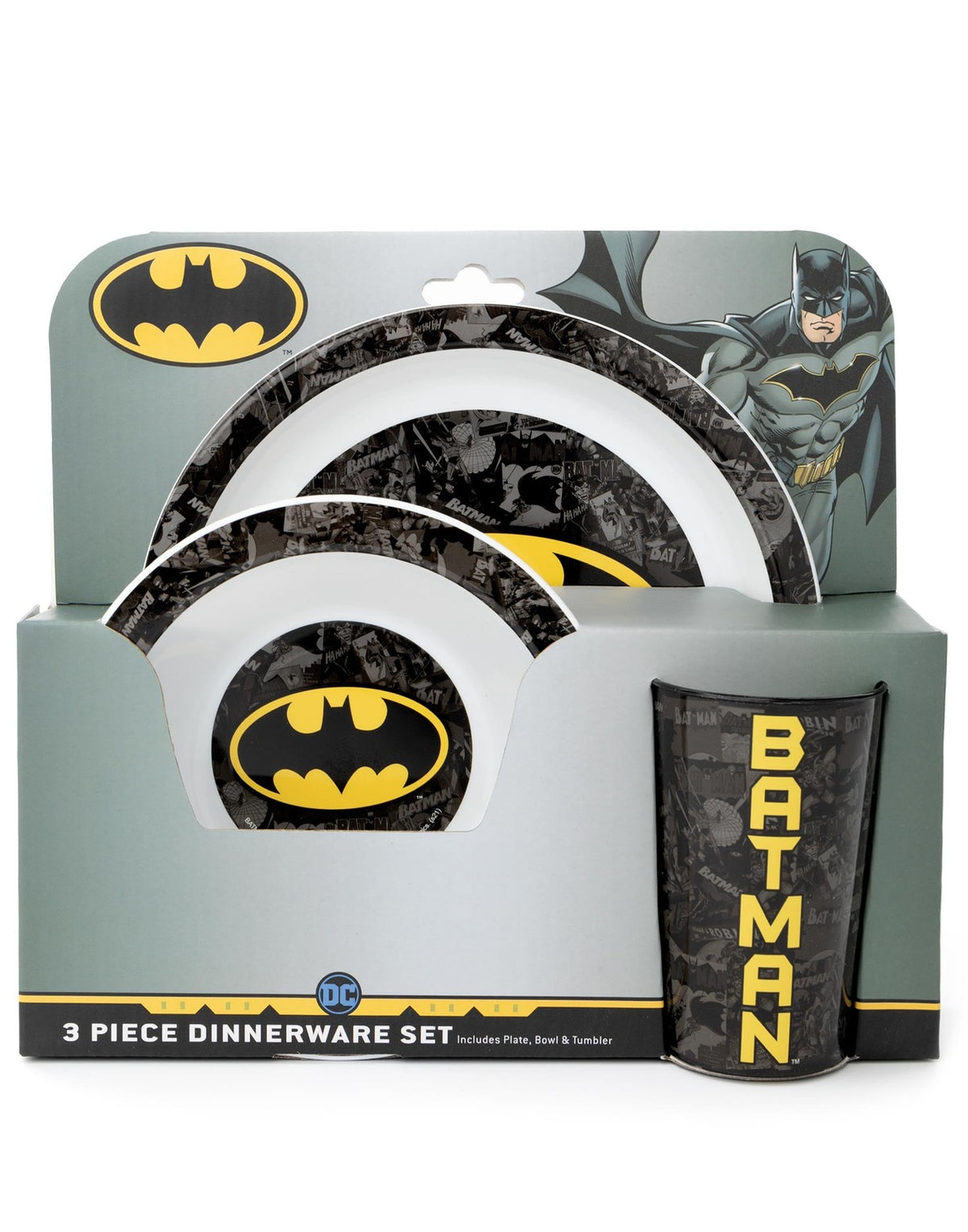 DC Comics 3 Piece Tableware Set | Unisex Kids Black | Official Merch