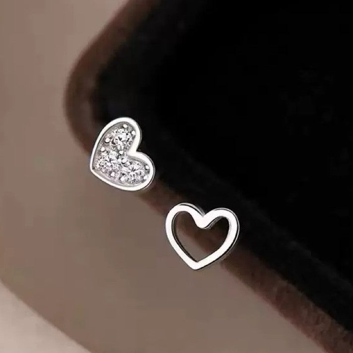 925 Sterling Silver Crystal Cute Heart Stud Earrings Jewellery Women Girls Gift