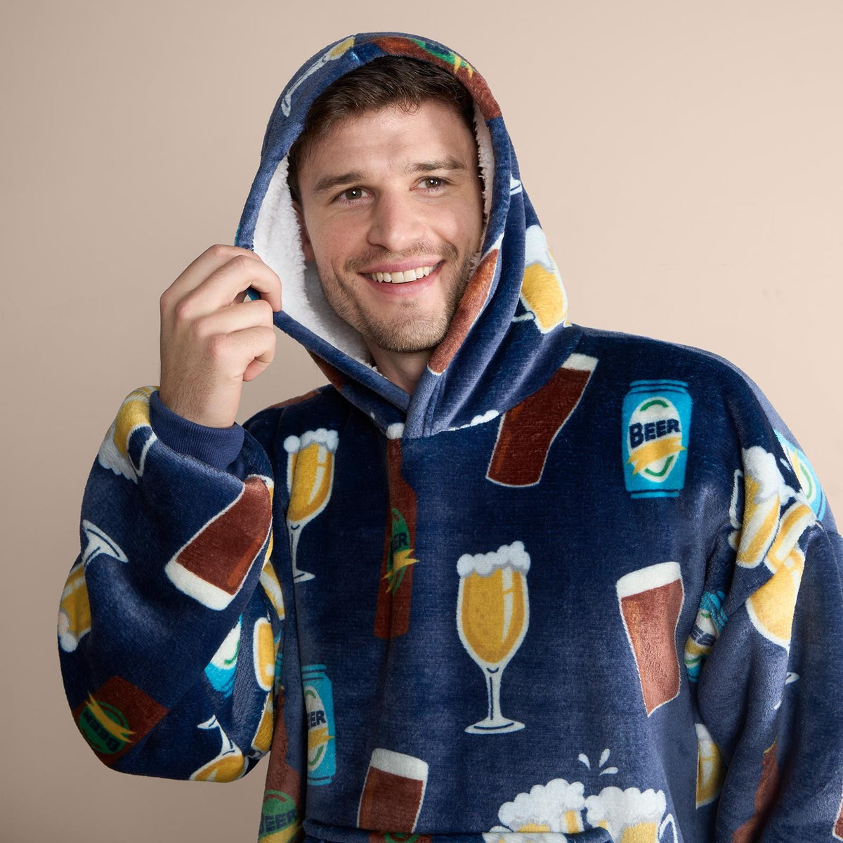 Beer Hoodie Blanket Sweatshirt Sherpa Fleece Oversized Jumper Throw Plush Warm