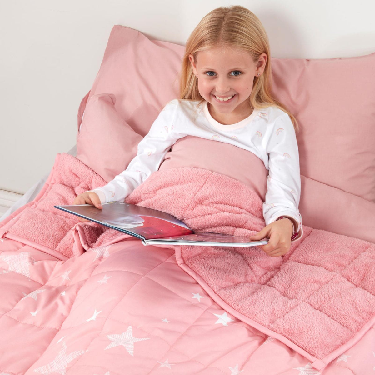 OHS Kids Teddy Fleece Weighted Blanket Printed Sleep Therapy Anxiety Throw
