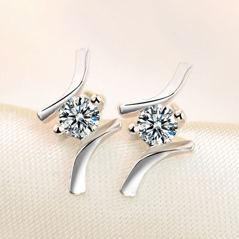 925 Sterling Silver Crystal Fashion Stud Earrings Women Girls Jewellery Gift UK