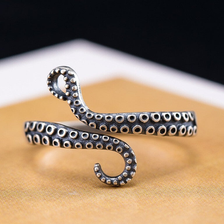 925 Sterling Silver Vintage Octopus Adjustable Ring Women Girls Jewellery Gift