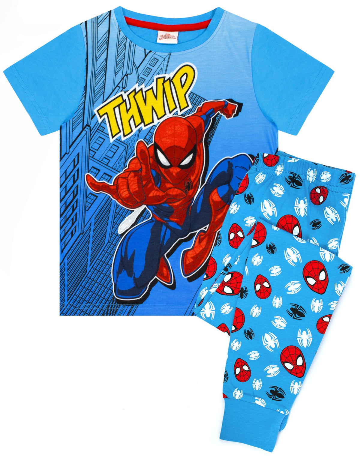 Marvel Short Sleeve Long Leg Pyjama Set | Unisex Kids Blue | Official Merch