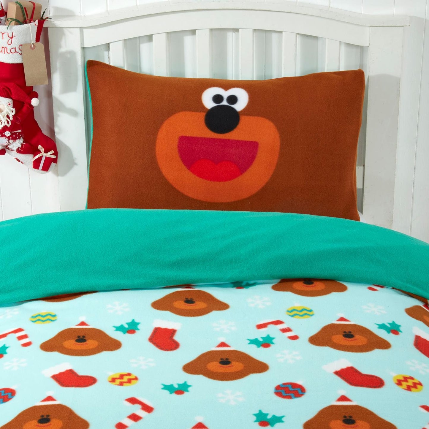 OHS Hey Duggee Duvet Cover with Pillowcase Kids Soft Fleece Xmas Bedding Set