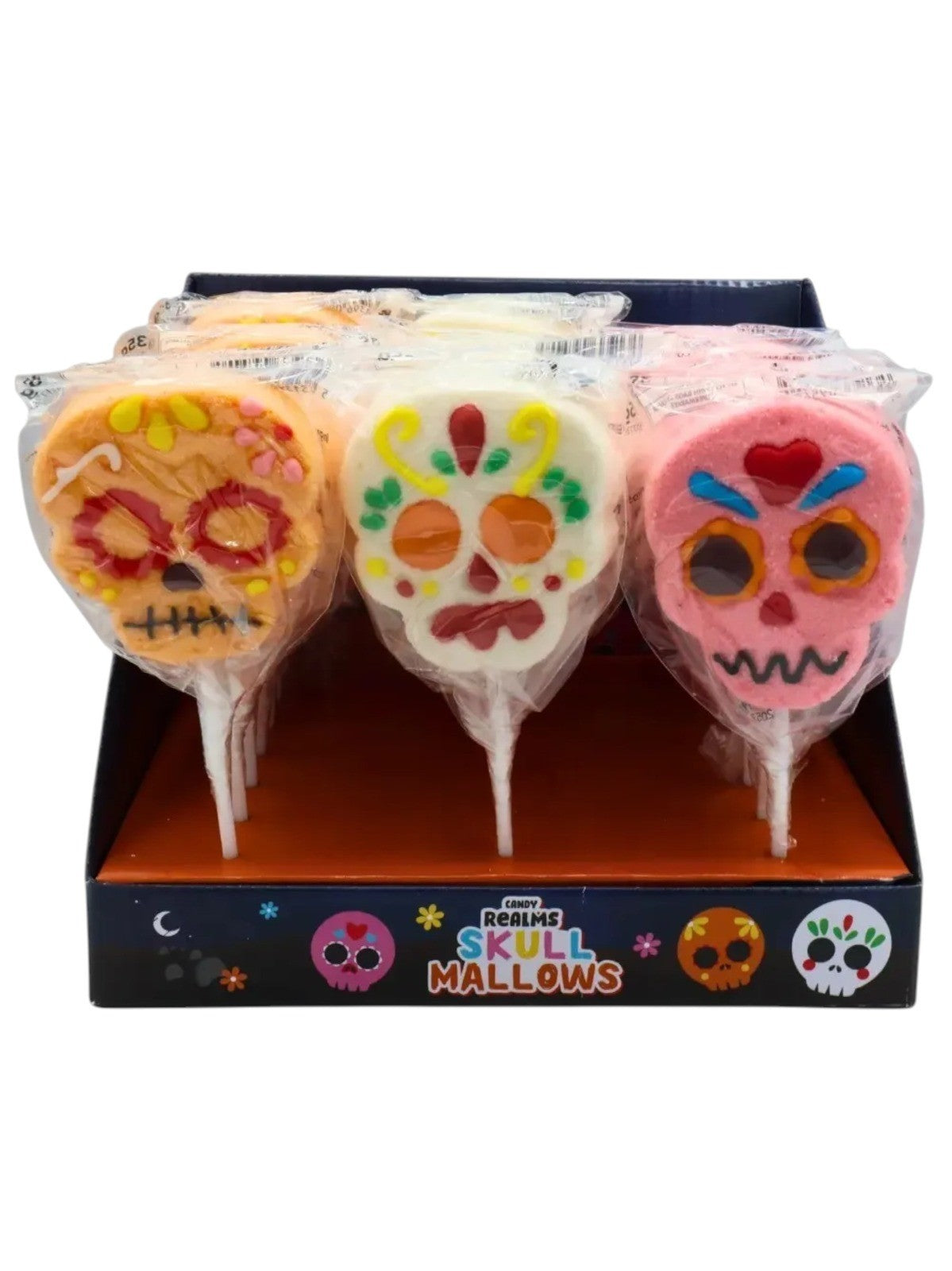 Skull Mallow Lollipops Halloween Fruit Flavoured Sweets 35g each 3, 6 or 12 Pack
