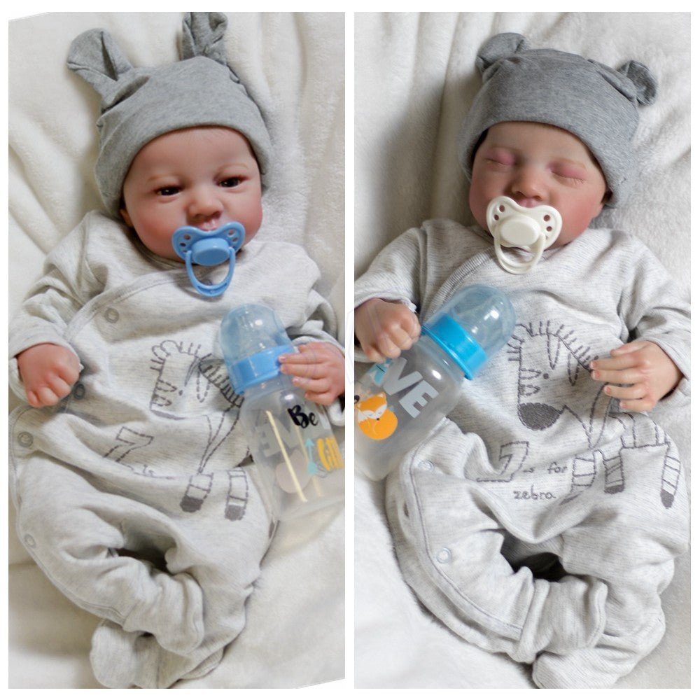 18in Handmade Reborn Baby Dolls Vinyl Silicone Realistic Newborn Boy Twins Gifts