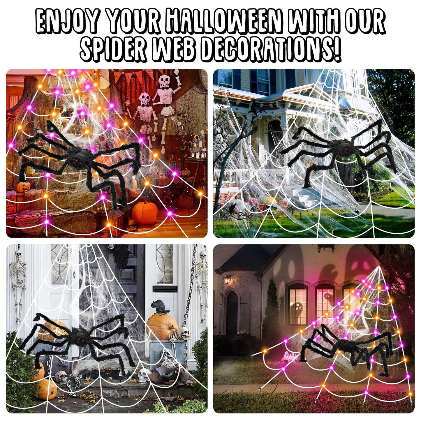 TRIXES GIANT LIGHT-UP SPIDERS WEB AND SPIDER – XL HALLOWEEN DECORATION