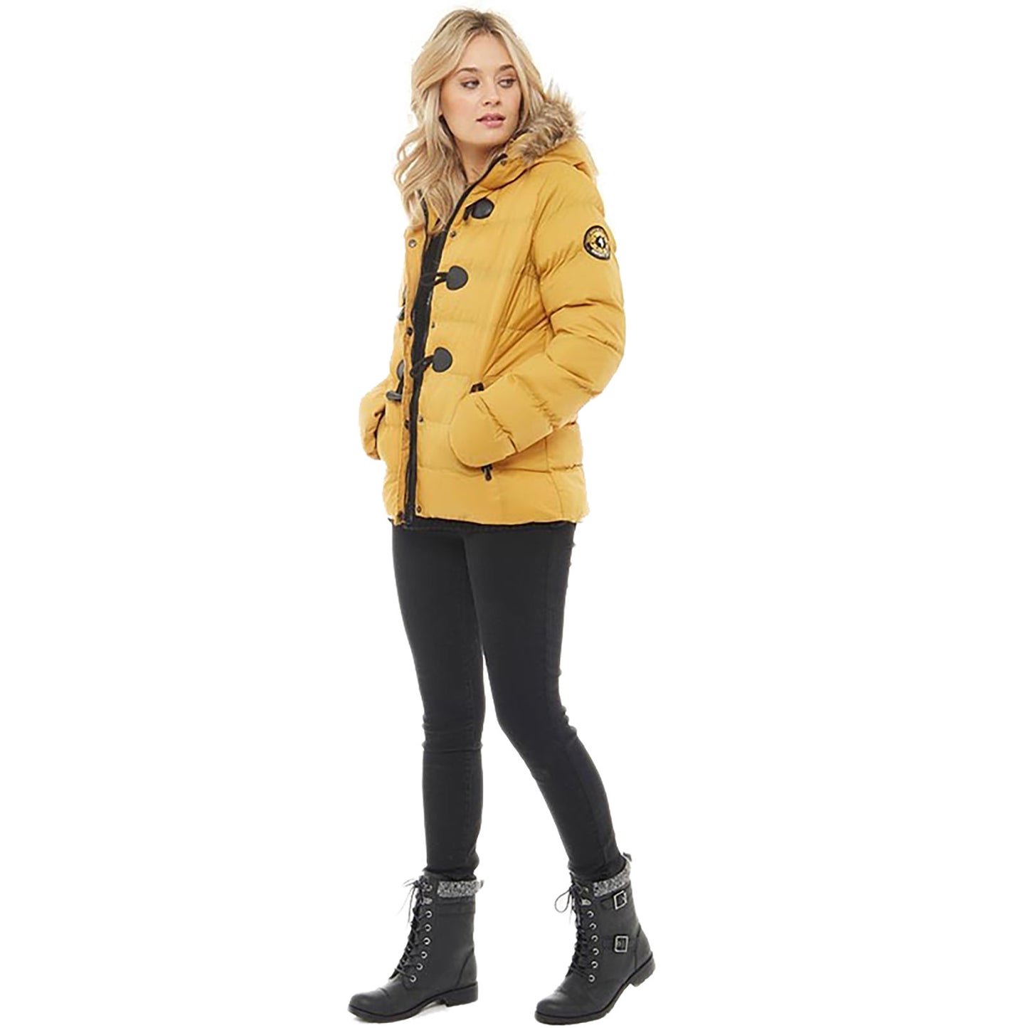 LADIES PUFFER JACKET WOMENS PADDED PUFFA FUR HOODED QUILTED BUBBLE PARKA COAT