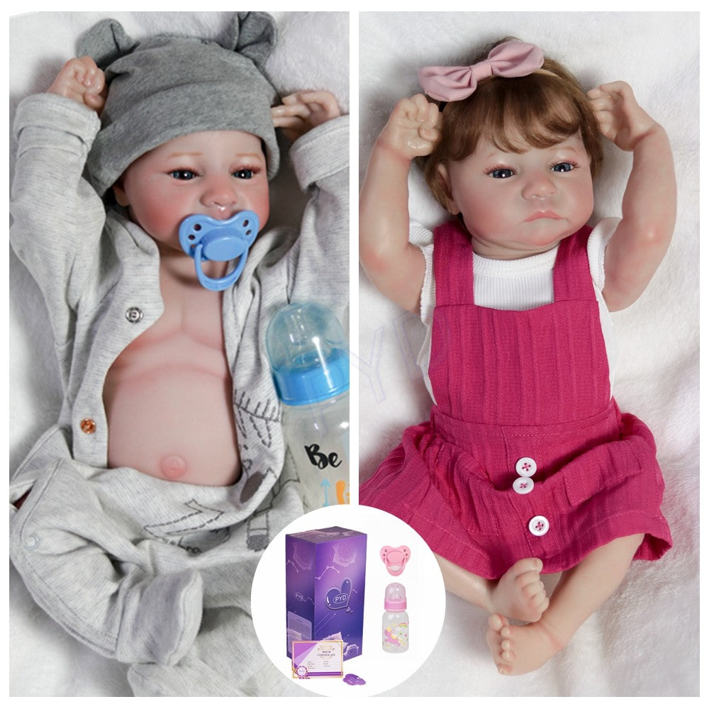 18" Lifelike Reborn Dolls Full Body Vinyl Silicone Boy Girl Twins Newborn Babies