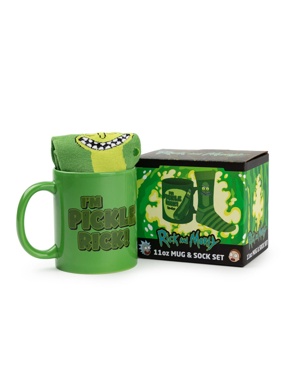 Rick And Morty Mug and Sock Gift Set | Mens Green | Official Merch