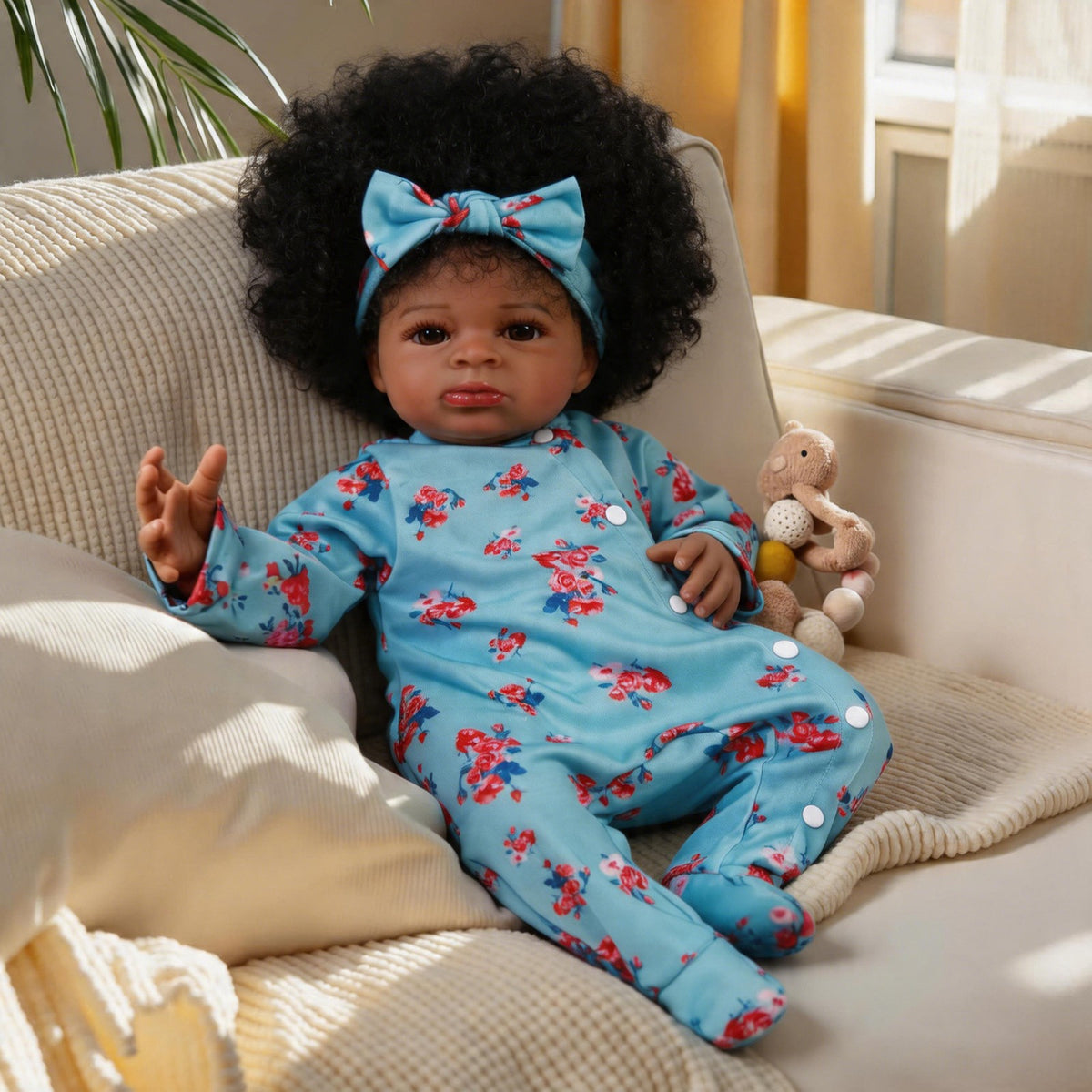 Realistic Reborn Dolls Lifelike African American Newborn Girl Soft Baby Doll Toy