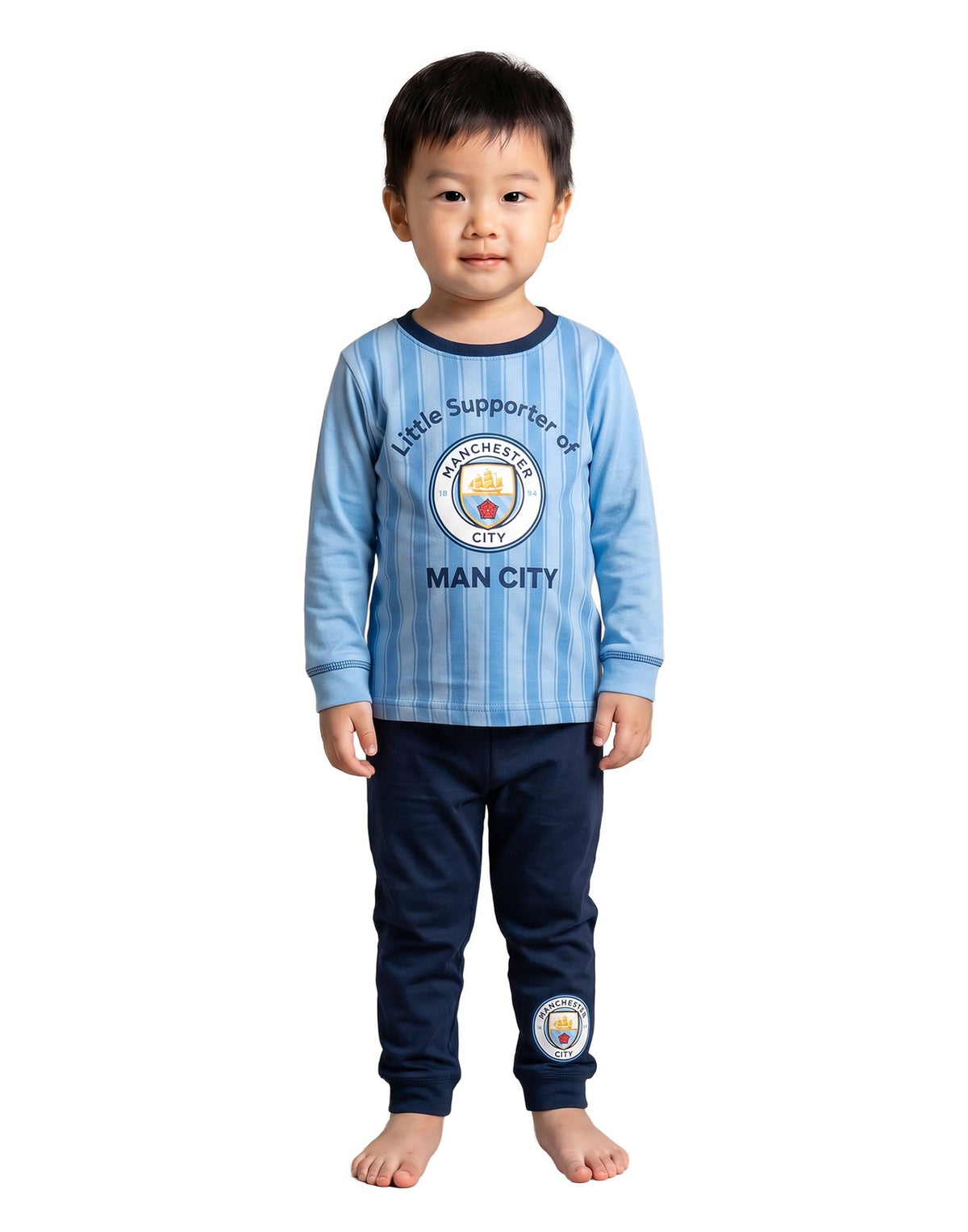 Manchester City Long Sleeve Long Leg Pyjama Set | Boys Blue | Official Merch
