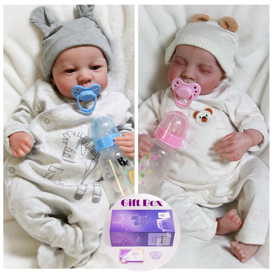 Realistic Reborn Dolls Twins Real Life Baby Boy Girl Handmade Newborn Doll Gift