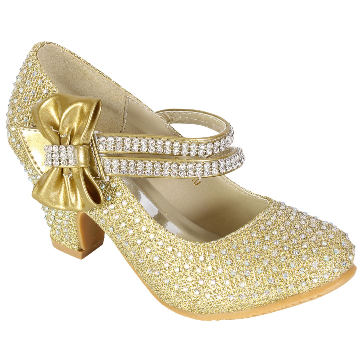 GIRLS WEDDING SHOES PARTY BRIDESMAID DIAMANTE LOW HEEL MARY JANE EVENING SANDAL