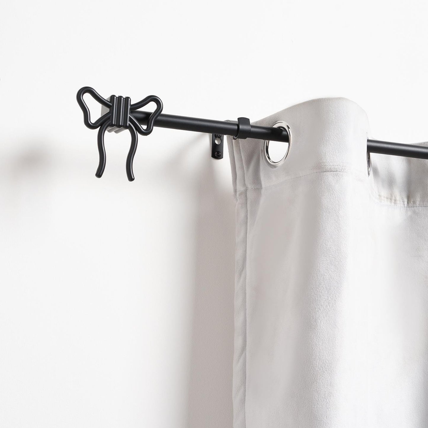 OHS Bow Curtain Pole Extendable 70-220cm Metal 16mm Finnials Decor