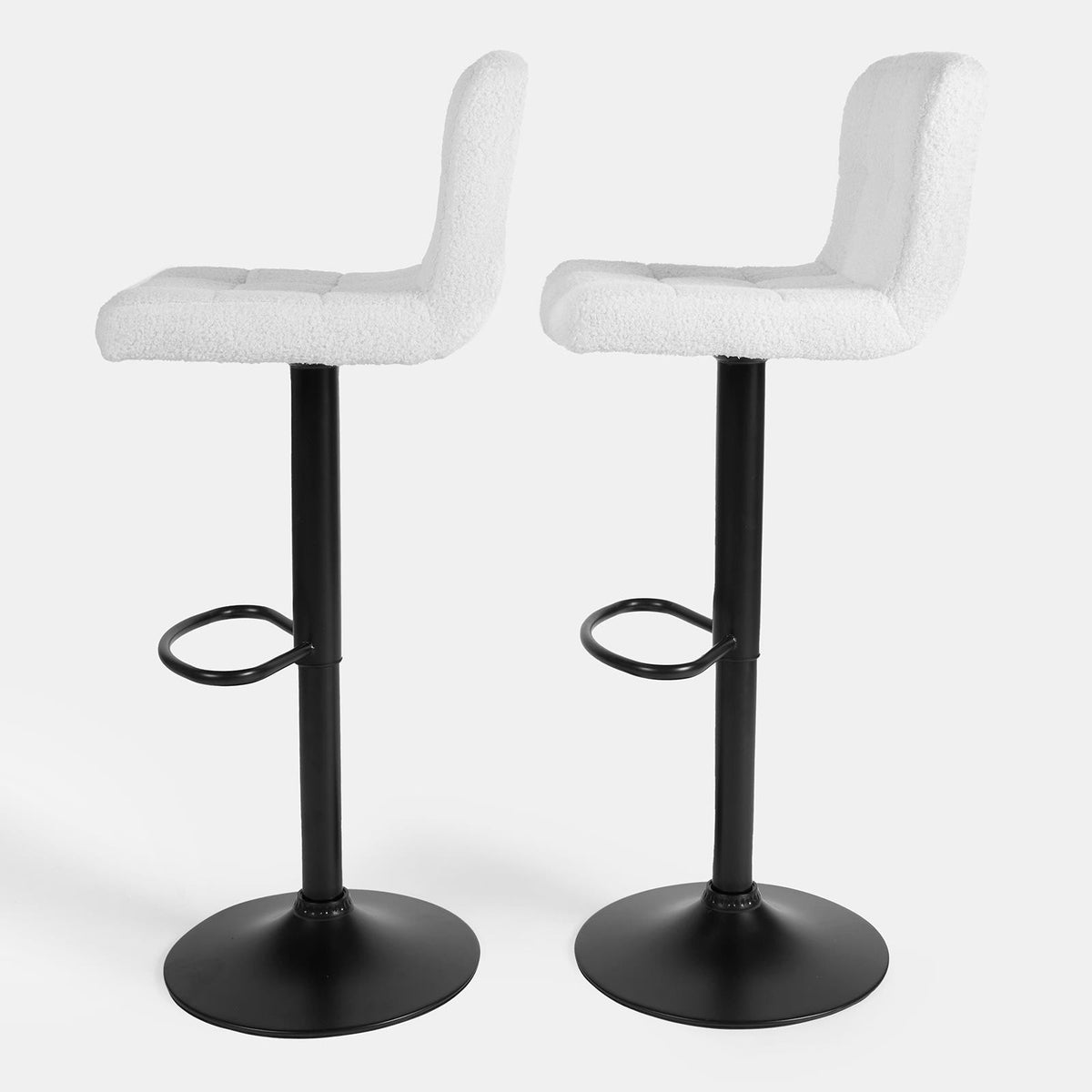 Bar Stools x 2 Backs Kitchen Chair Swivel Breakfast Boucle Pub Seat Adjustable