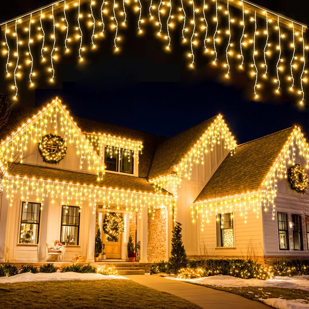 CHRISTMAS LED WHITE SNOWING ICICLE BRIGHT PARTY WEDDING XMAS OUTDOOR LIGHTS