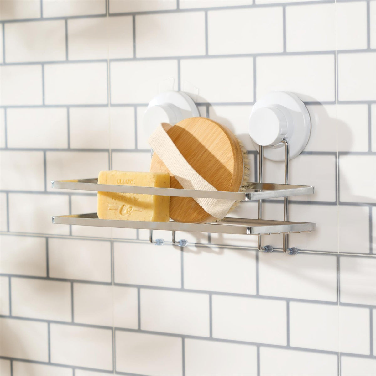 OHS Suction Shower Caddy Organiser Wall Mounted Bathroom Shelf Rust Resistant