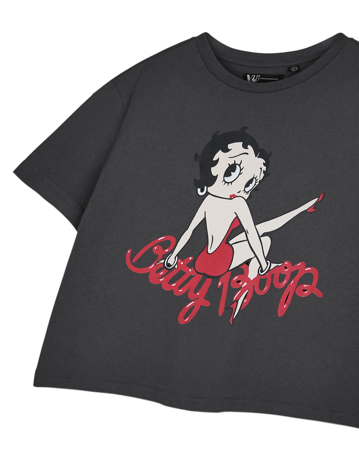 Betty Boop Cropped Short Sleeved T-Shirt | Womens Charcoal | Official Merch