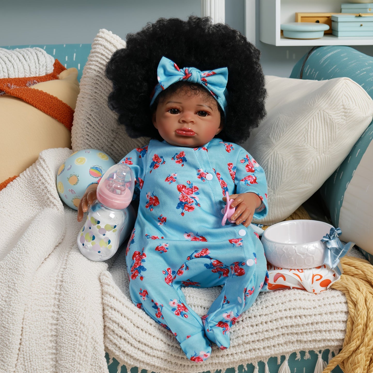 18" Realistic Reborn Dolls African American Girl Doll Life Newborn Babies Gift