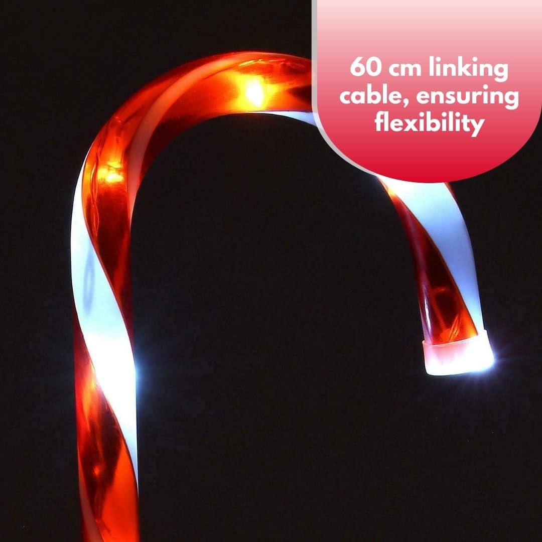 6pc Christmas Candy Cane Pathway Lights 30 LED Outdoor Garden Stake Xmas Decor