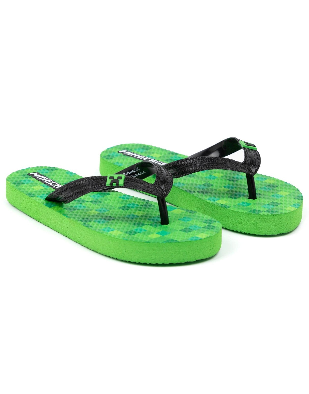 Minecraft Flip Flops | Unisex Kids Green Gaming | Official Merch